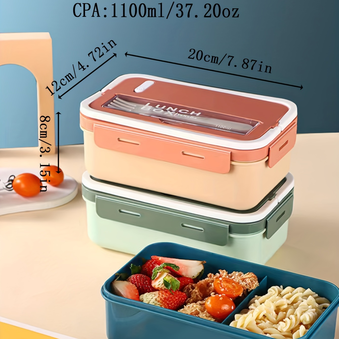 Bento Lunch Box,2-Layer Lunch Box and Cutlery Set Lunch Boxes for Kid Adult  Work