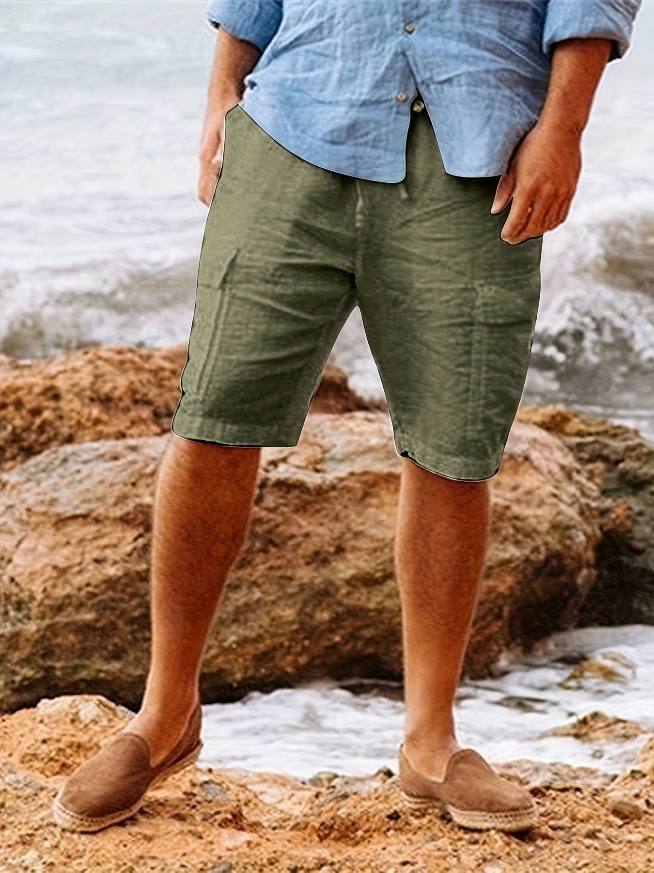 Shorts de plage pour homme avec poches bermuda cargo coton