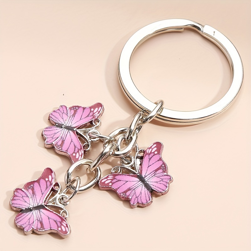 JewelbeautyGold Tone Cute Butterfly Bag Charm Keychain Car Key Chain with  Key Rings for Women Girls Gifts