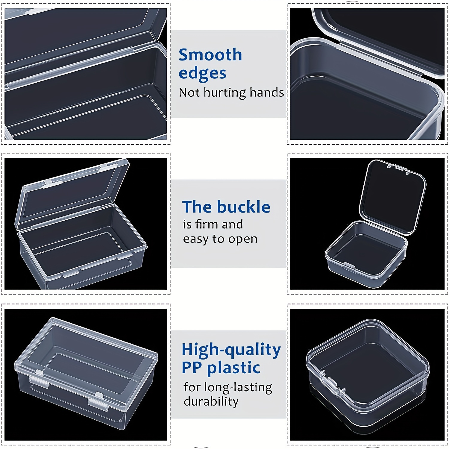 Mathtoxyz Small Bead Organizers, 15 Pieces Plastic Storage Cases Mini Clear  Bead Storage Containers Transparent Boxes with Hinged Lid and Rectangle