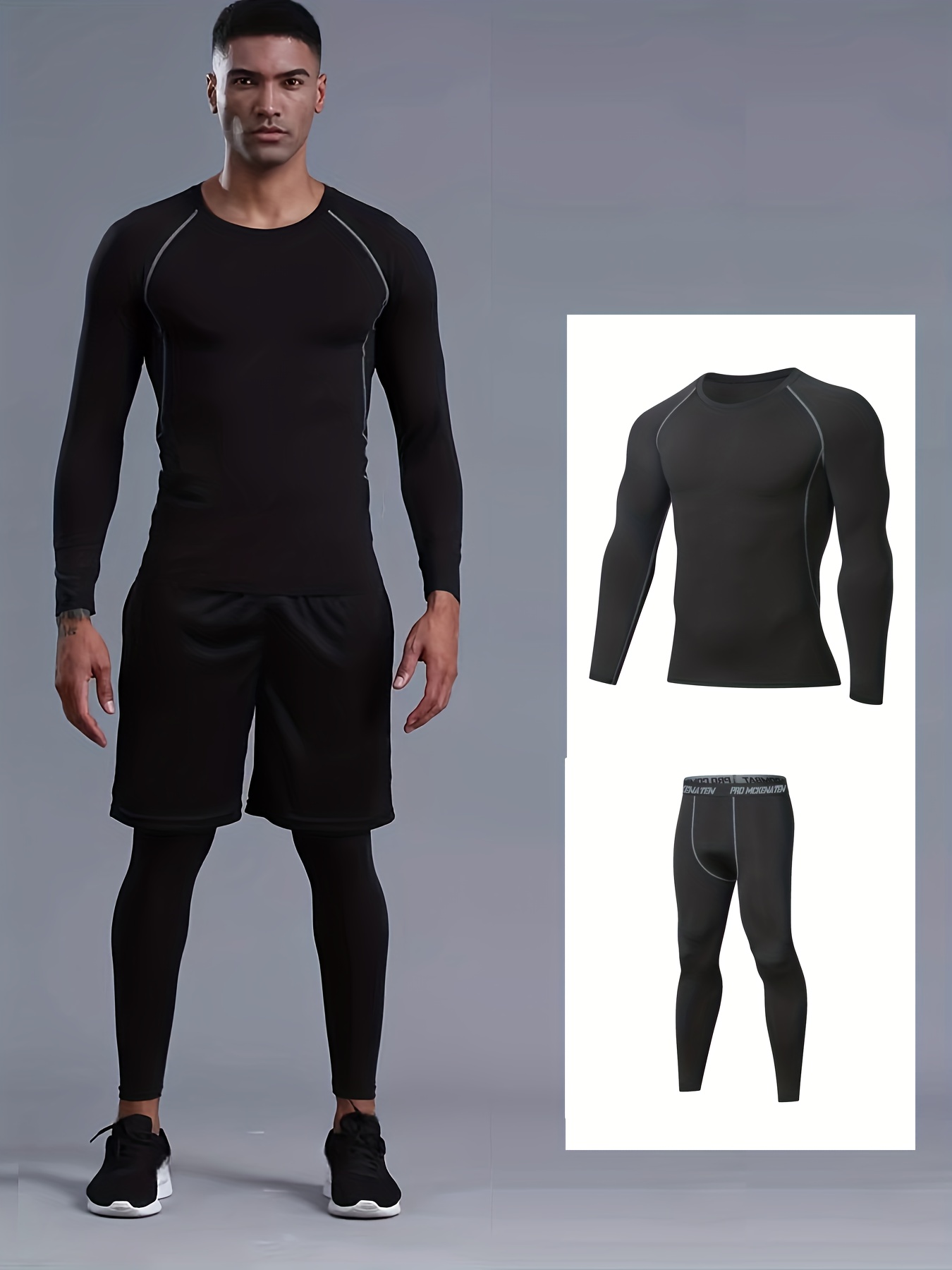 Mens Long Underwear Set Fleece Lined Thermal Long Johns Bottom and Top 2PC  Set