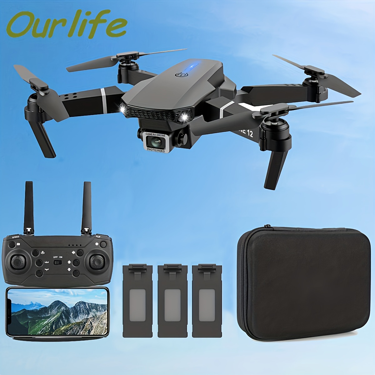  E99PRO Mini dron para evitar obstáculos con cámara 4K 1080P HD  FPV Drones para adultos, niños y principiantes, plegable RC Quadcopter Drone  con una tecla de despegue/aterrizaje, ajuste de velocidad de