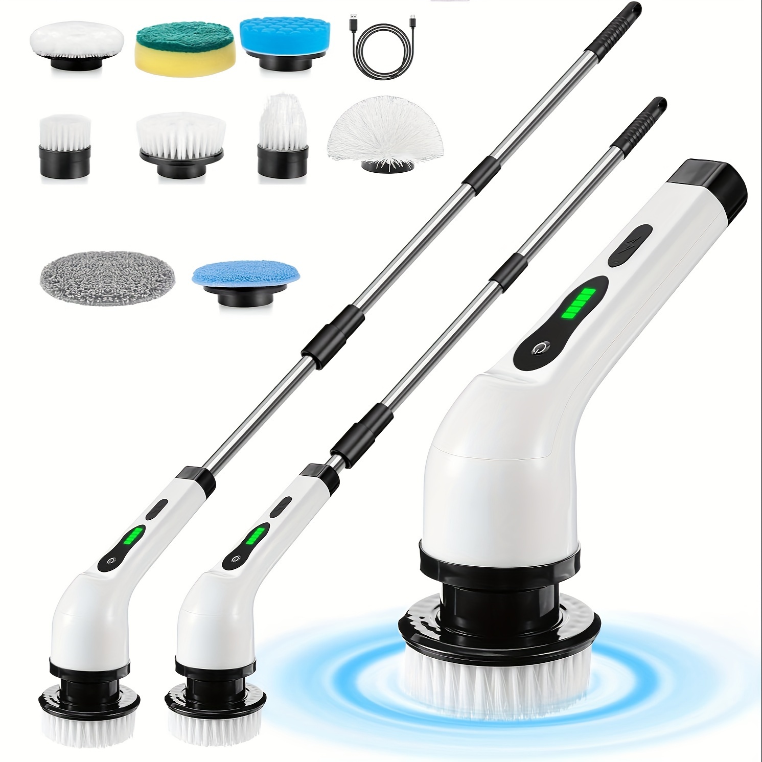 Electric Cleaning Brush, Electric Rotary Floor Scrubber, Wireless Electric  Rotary Scrubber, Replaceable 8 Brush Heads And Adjustable Extension Handle,  360 Cordless Cleaning Brush For Bathroom, Bathtub, Tiles, Cleaning Tools -  Temu