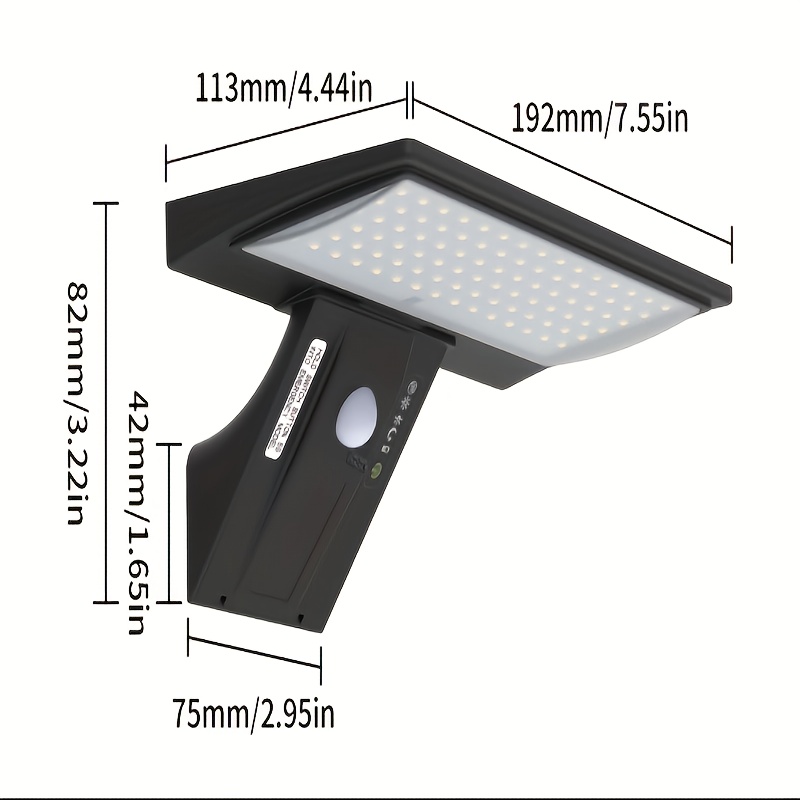 1 Pack 90LED Potente Luz Solar De Pared - Sensor De Movimiento, IP65  Impermeable, Ángulo Amplio, Foco LED Inteligente Impermeable, Adecuado Para  Patio
