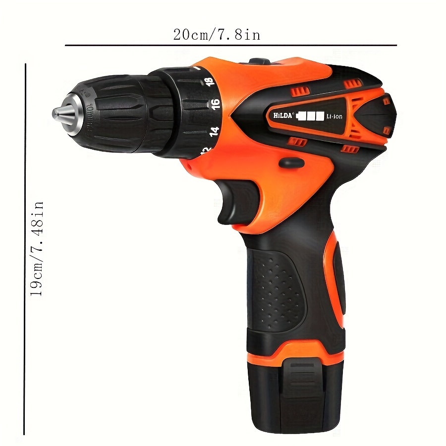 HILDA Electric Drill Cordless Screwdriver Lithium Battery Two