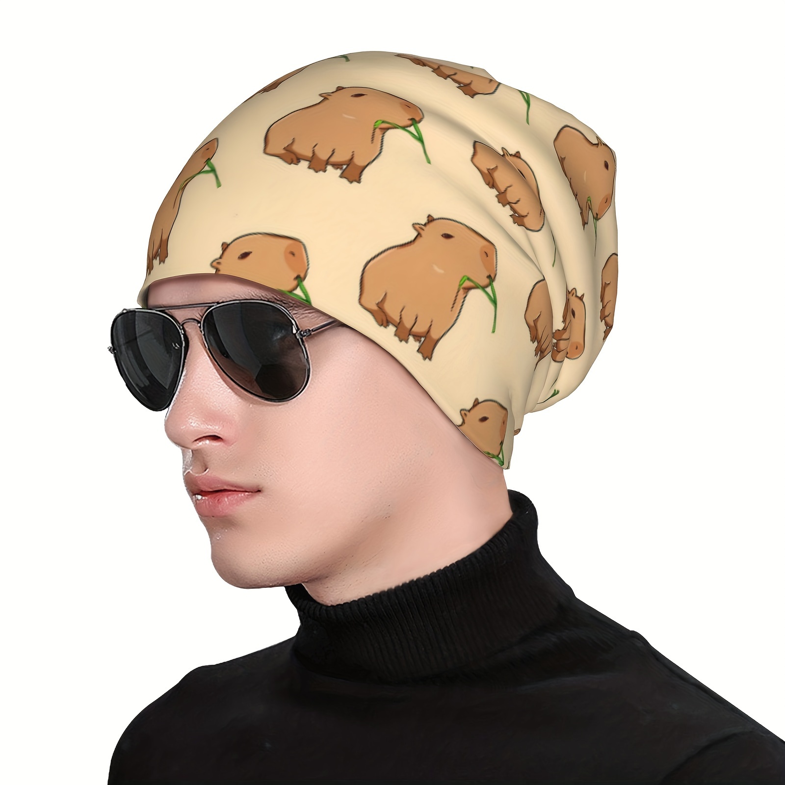 1pc Capybara Cute Animal Bonnet Hats Men Thin Skullies Beanies Hat