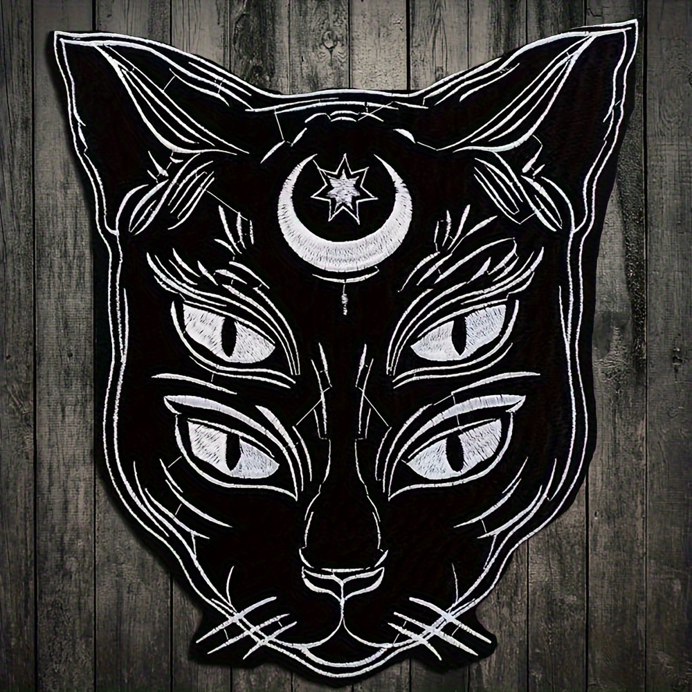 

1pc Star Moon Black Cat Embroidered Cloth Patch Iron On Patch Suitable For Diy Jeans Jackets Clothing Bags Decoration Patch