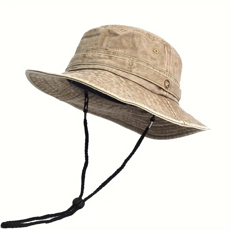 1pc Washed Cotton Bucket Hat for Spring Summer Men Women, Panama Hat Fishing Hunting Sun Protection Outdoor Sun Hat, Bucket Hats,Casual,Temu