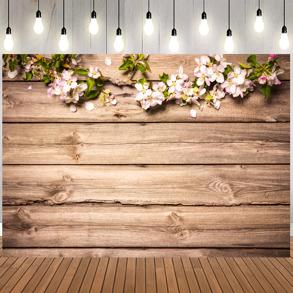 7X5ft Spring Flower Wall Photography Backdrop Floral Wooden Floor Photo  Studio Background Girl Birthday Party Wedding Curtain Photography Background
