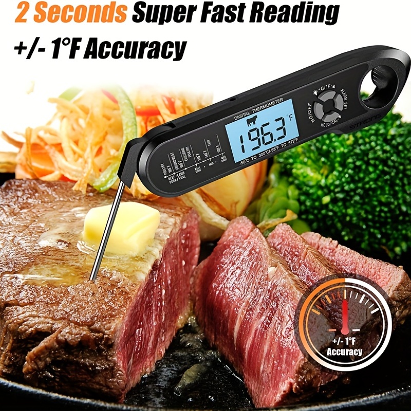 Oven Safe Leave in Meat Thermometer Instant Read, 2 in 1 Dual Probe Food  Thermometer Digital with Alarm Function for Cooking, BBQ
