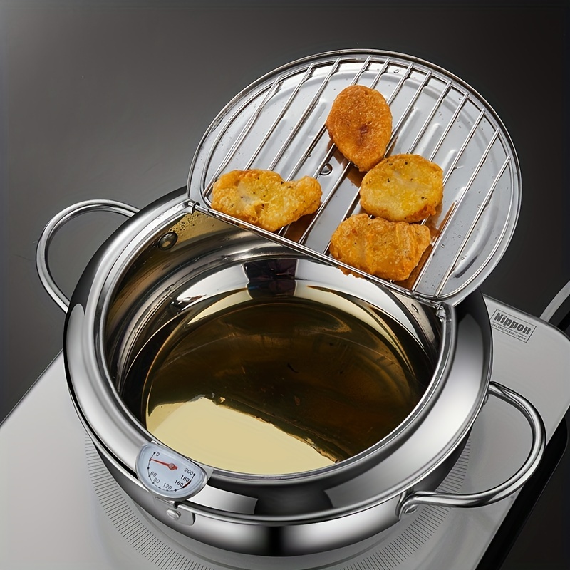 1pc Fry Pan, Deep Fryer, Japanese Deep Frying Pot 304 Stainless