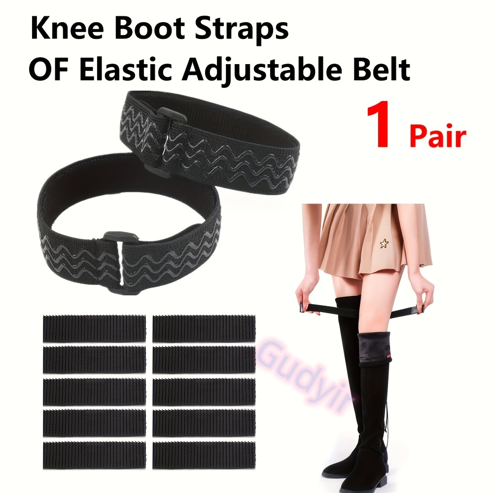 Wisdompro Boot Straps, 1 Pair Knee Boot Straps of Elastic  Adjustable Belt, plus Extra 12 Pcs Adhesive Tape Hook Sticker for fall-off  prevention : Sports & Outdoors