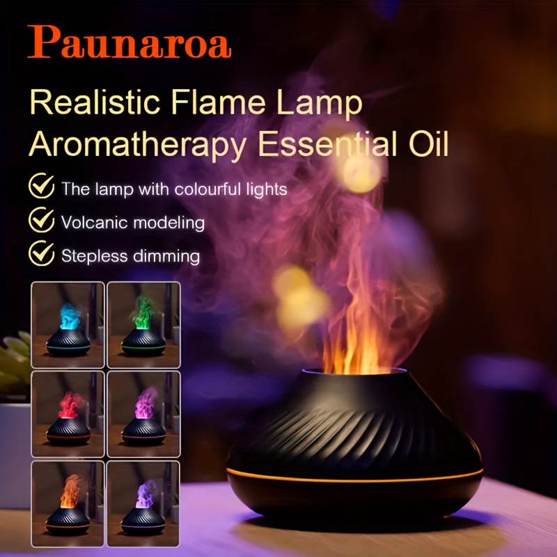 1pc 2023new kinscoter volcanic aroma diffuser essential oil lamp 130ml usb portable air humidifier with color flame night light usb free filter essential oil diffuser air freshener for bedroom travel aesthetic room decor art supplies details 3