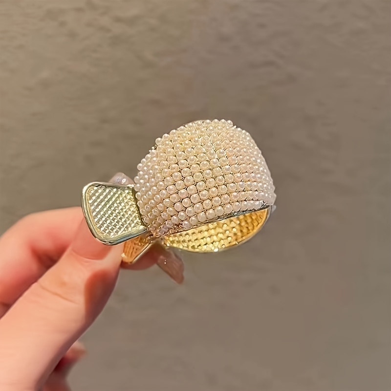 Image of Pearl Rhinestone Hair Ponytail Fixed Metal Hair Alloy Ponytail Clip Hair Accessories Hair Claw Headwear