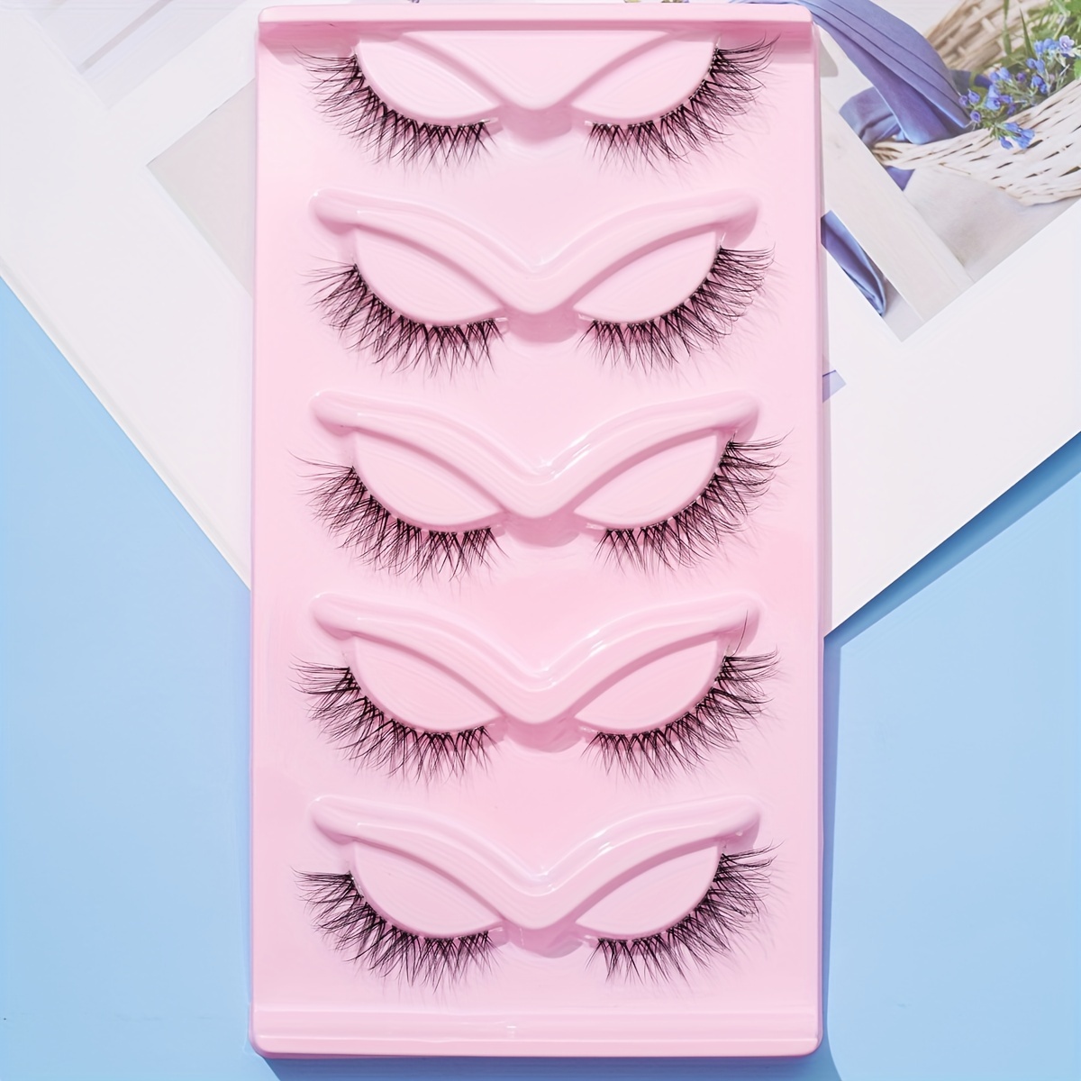 5 Pairs Of Natural Long Fish Tail Cross Transparent Stem Eye Tail Elongated False Eyelashes