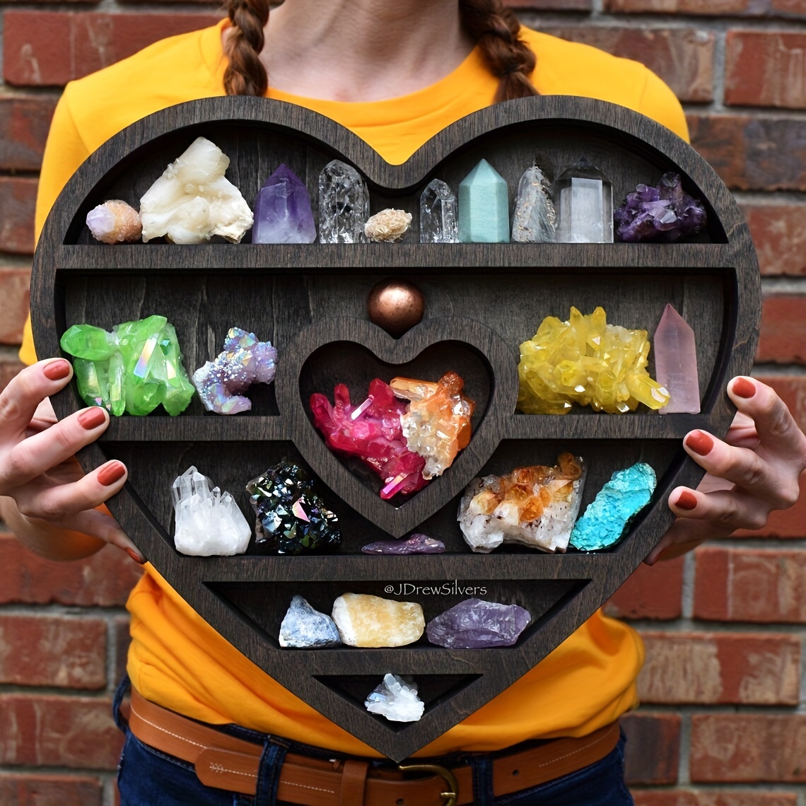 Black Heart Shelf For Crystal Stones Essential Oils Small - Temu