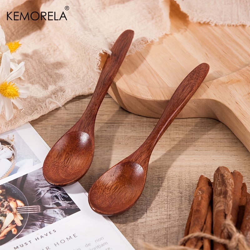 1 5pcs Soup Spoon Wooden Coffee Spoon Simple Milk Spoon - Temu