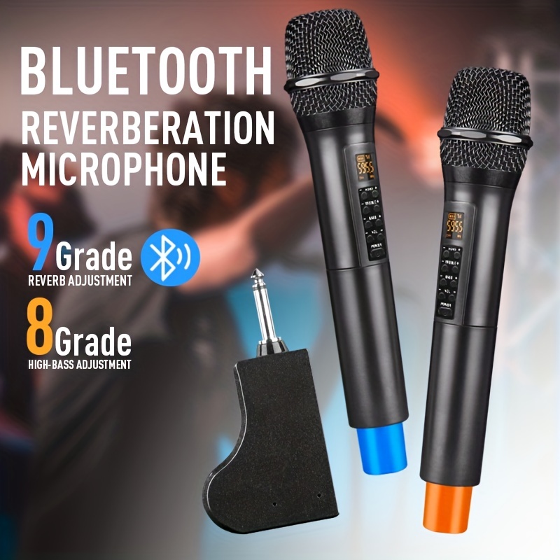 microphone sans fil, système de micro portatif dynamique sans fil filaire 2  en 1 avec récepteur émetteur, pour karaoké, chant[487]