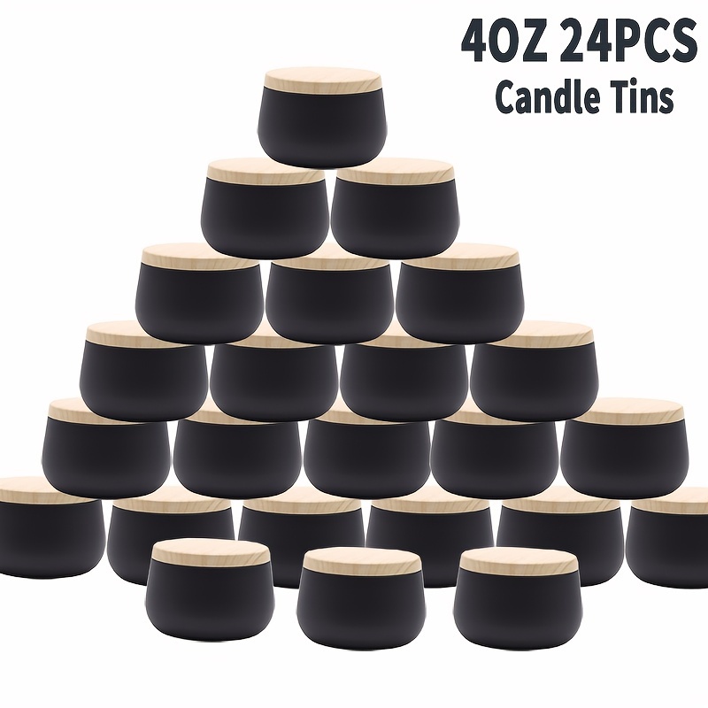 Sheenirs 12/24pcs 4oz Matte Black Candle tins Tin Candle Containers 4 oz  Empty Candle Bulk Jars with Lids for DIY Making Candles
