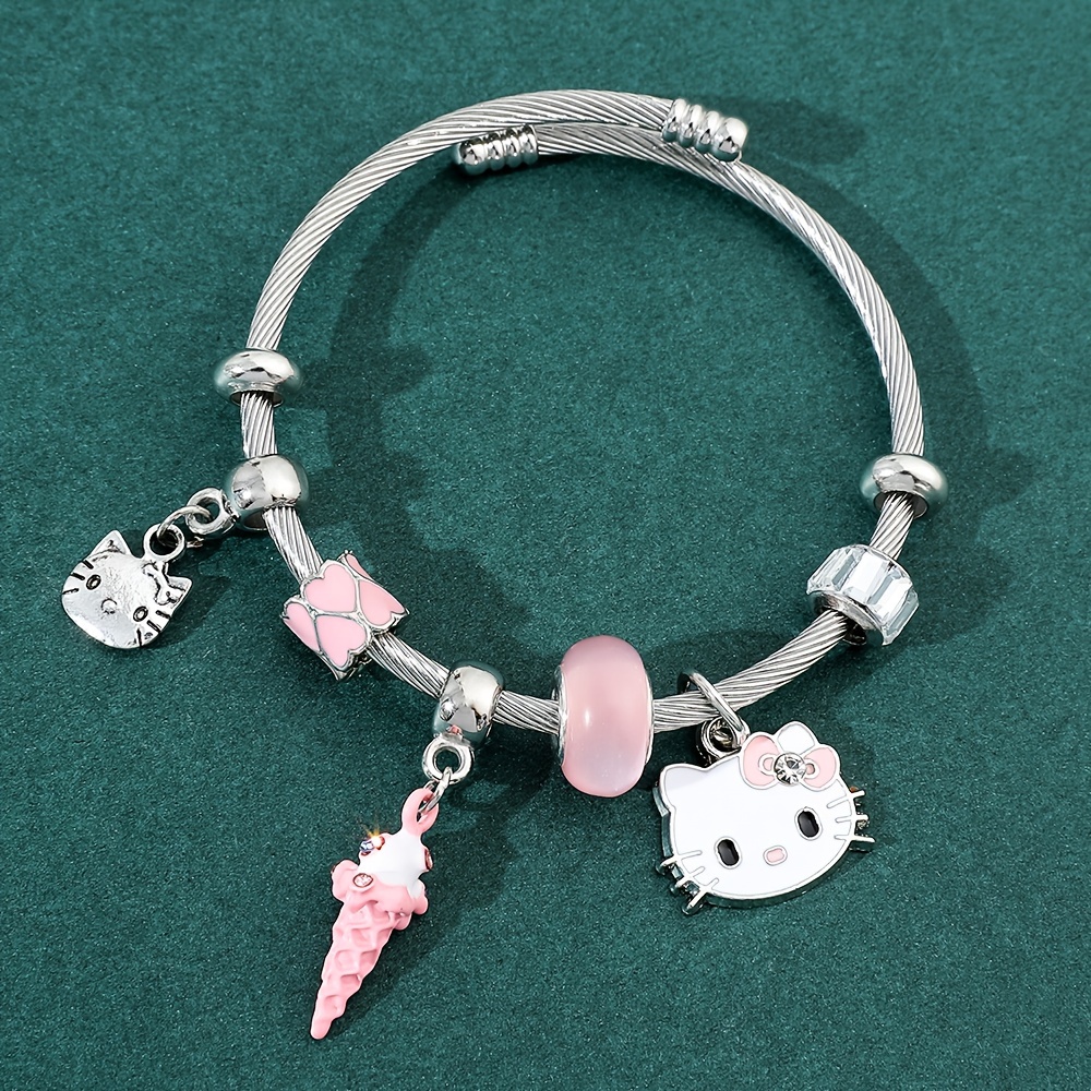 Kawaii Sanrio Hello Kitty Bracelet Small Fresh Crystal Student