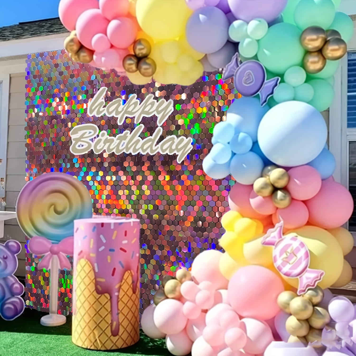 5 ballons paillettes - Holographique - Happy Family