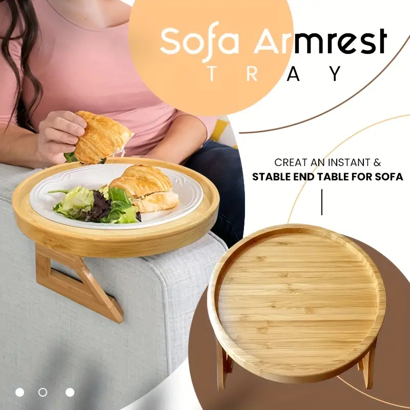 Flexible Wooden Sofa Tray Eating