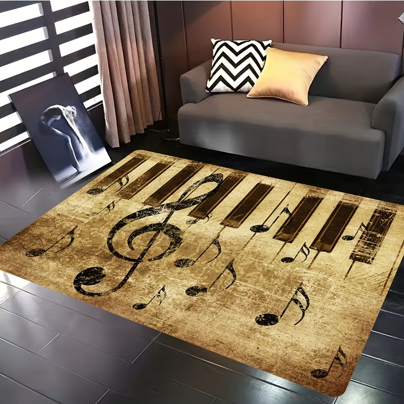 Retro Music Note Area Rug Vintage Black Throw Rugs Non slip - Temu