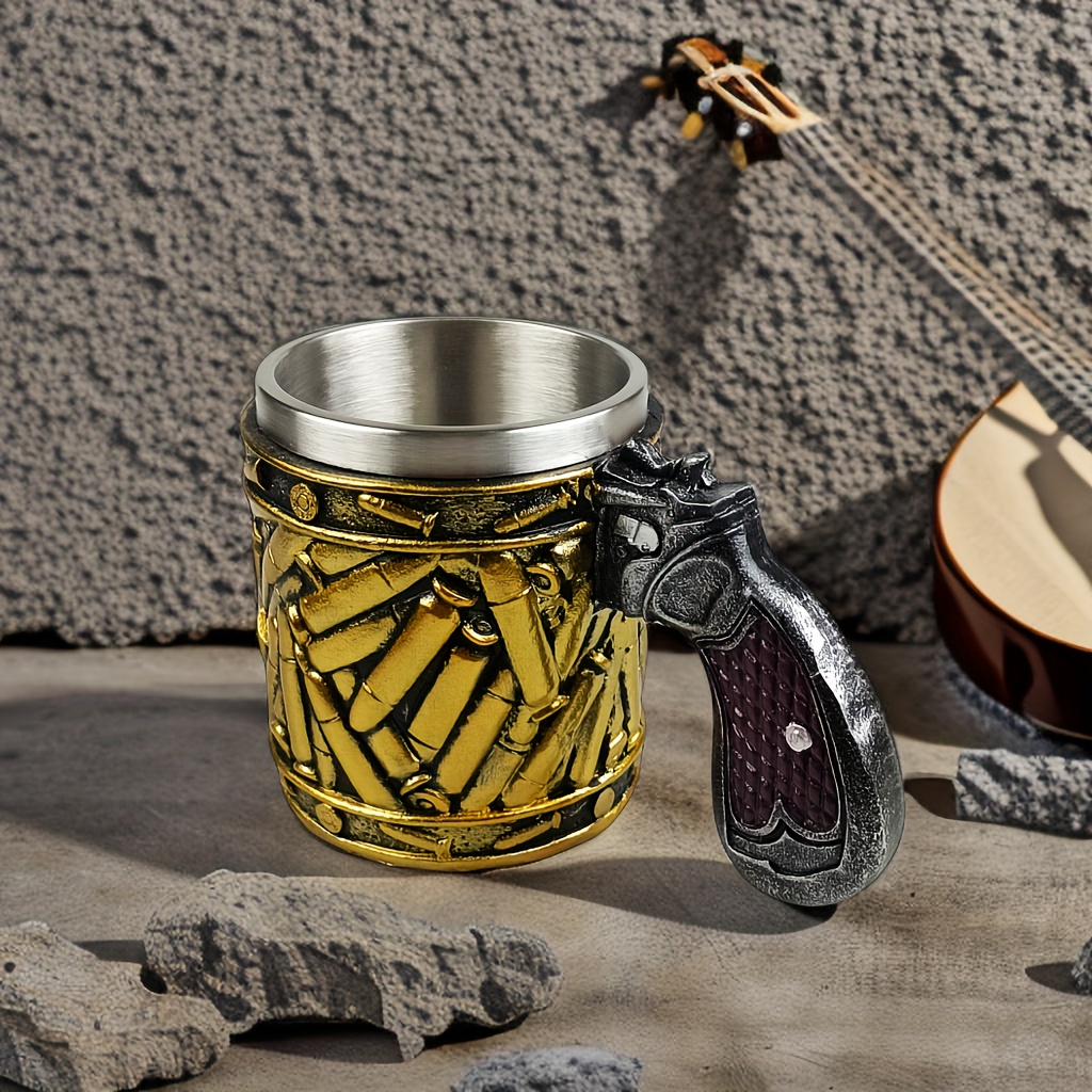 Pistol Beer Mug With Bullet Shell Decoration Men's Stainless - Temu