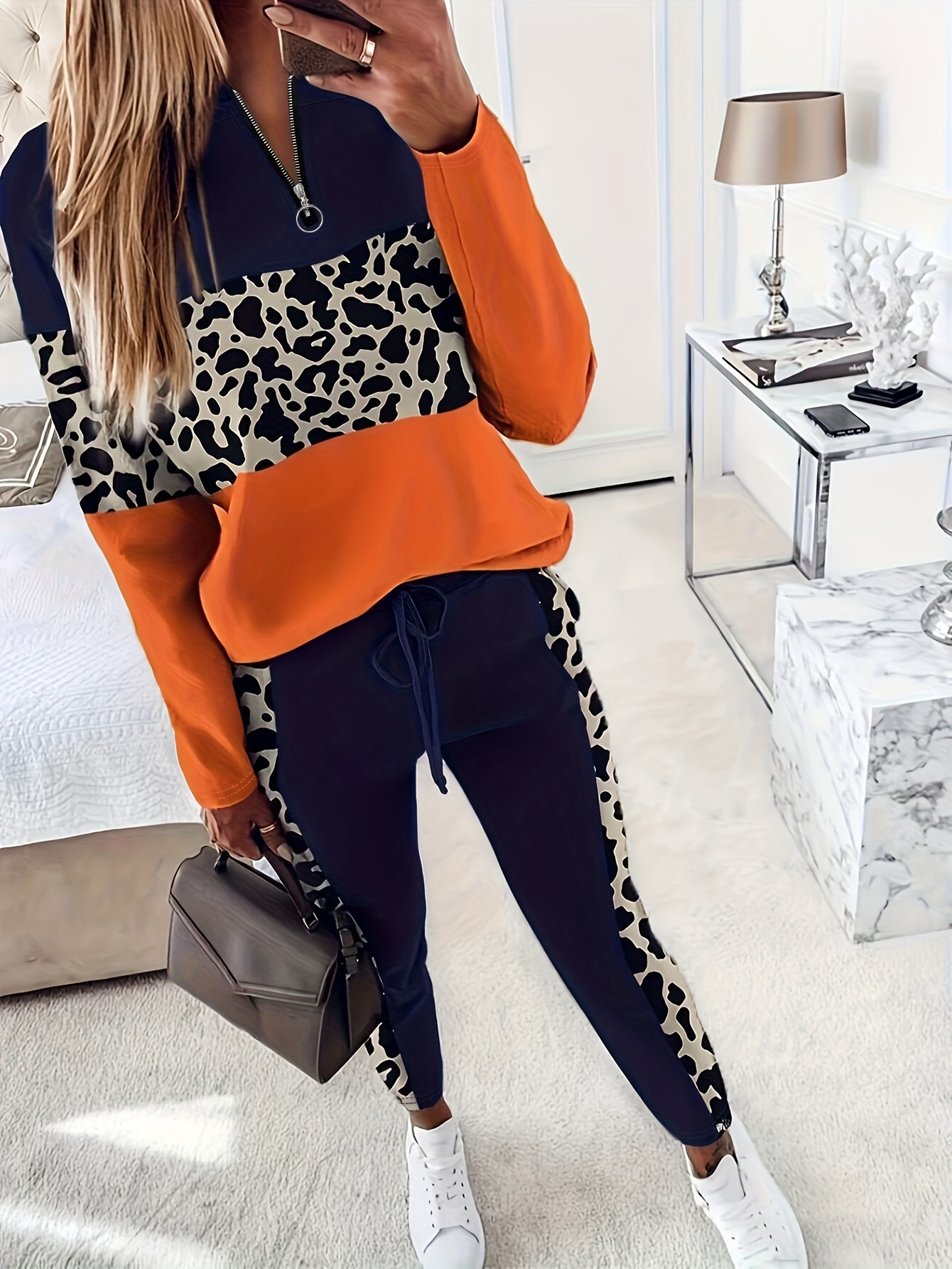 Tween Girls Stylish Leopard Colorblock Drop Shoulder Pullover Sweatshirts,Mixed Color,$8.59,11Y,Temu