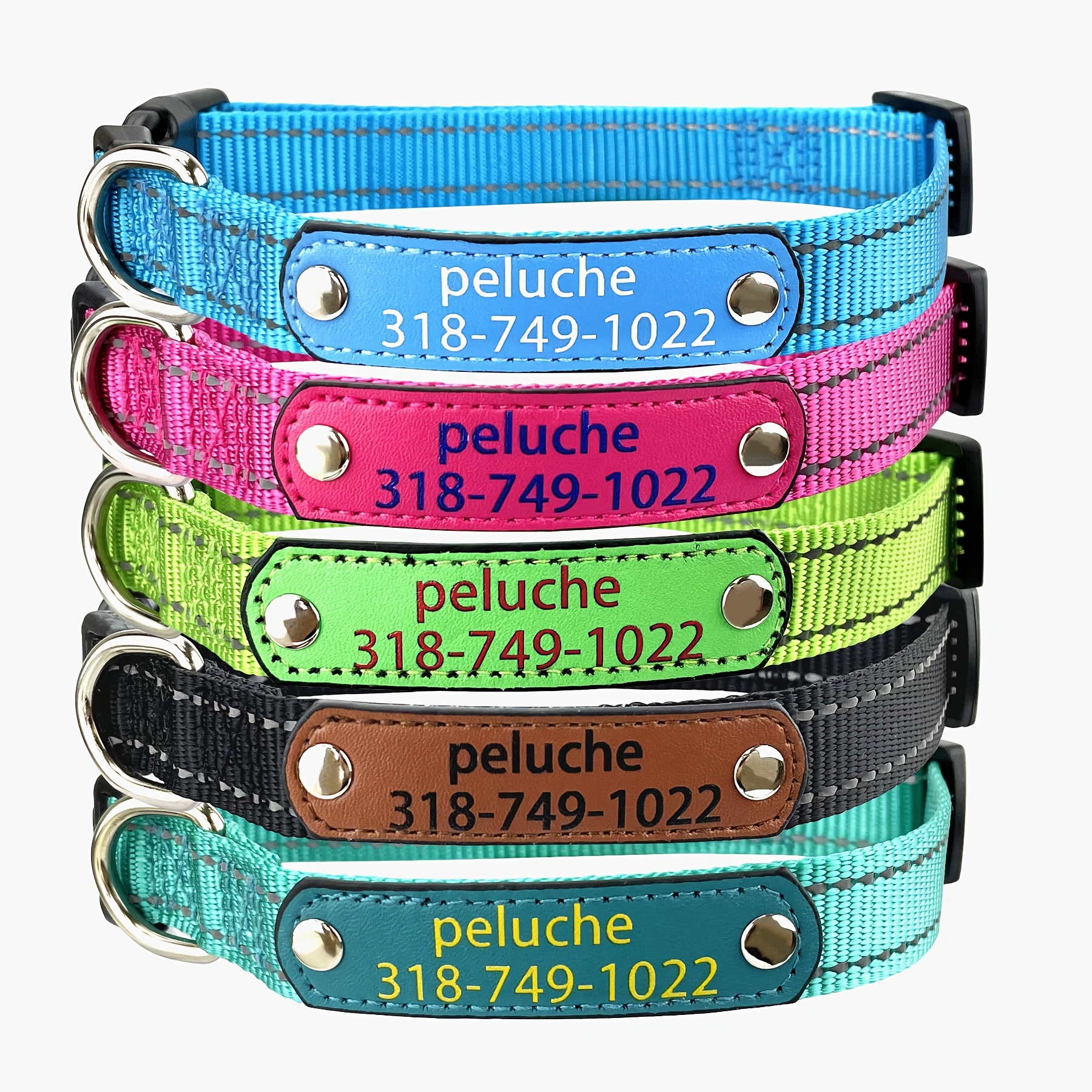 Personalized Dog Collar With Buckle, Pet Dog Collars, Embroidered Name And  Phone Number,4 Color - Temu