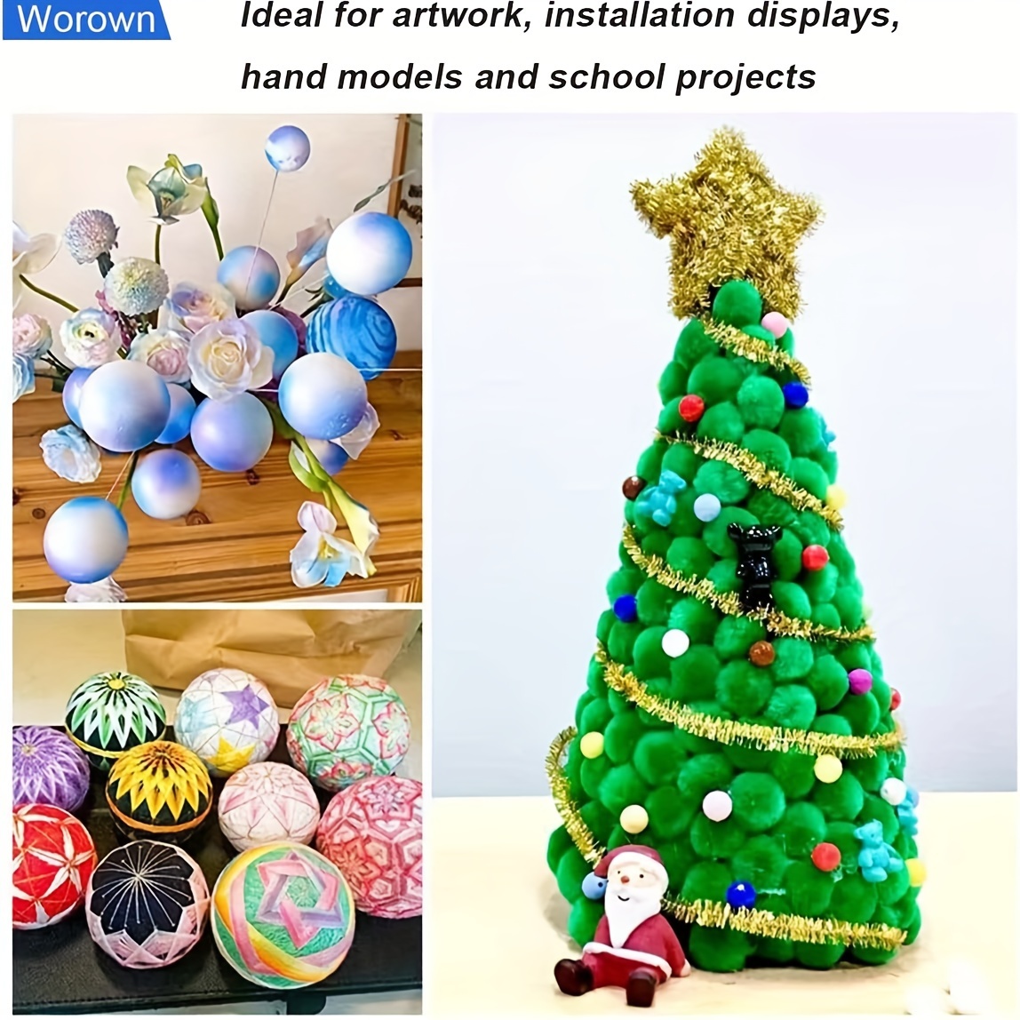 VOSAREA Nativity Craft Accesorios de boda Bola de poliestireno Esfera de  poliestireno Bolas de espuma de Navidad DIY Craft Modelado Espuma  Decoración