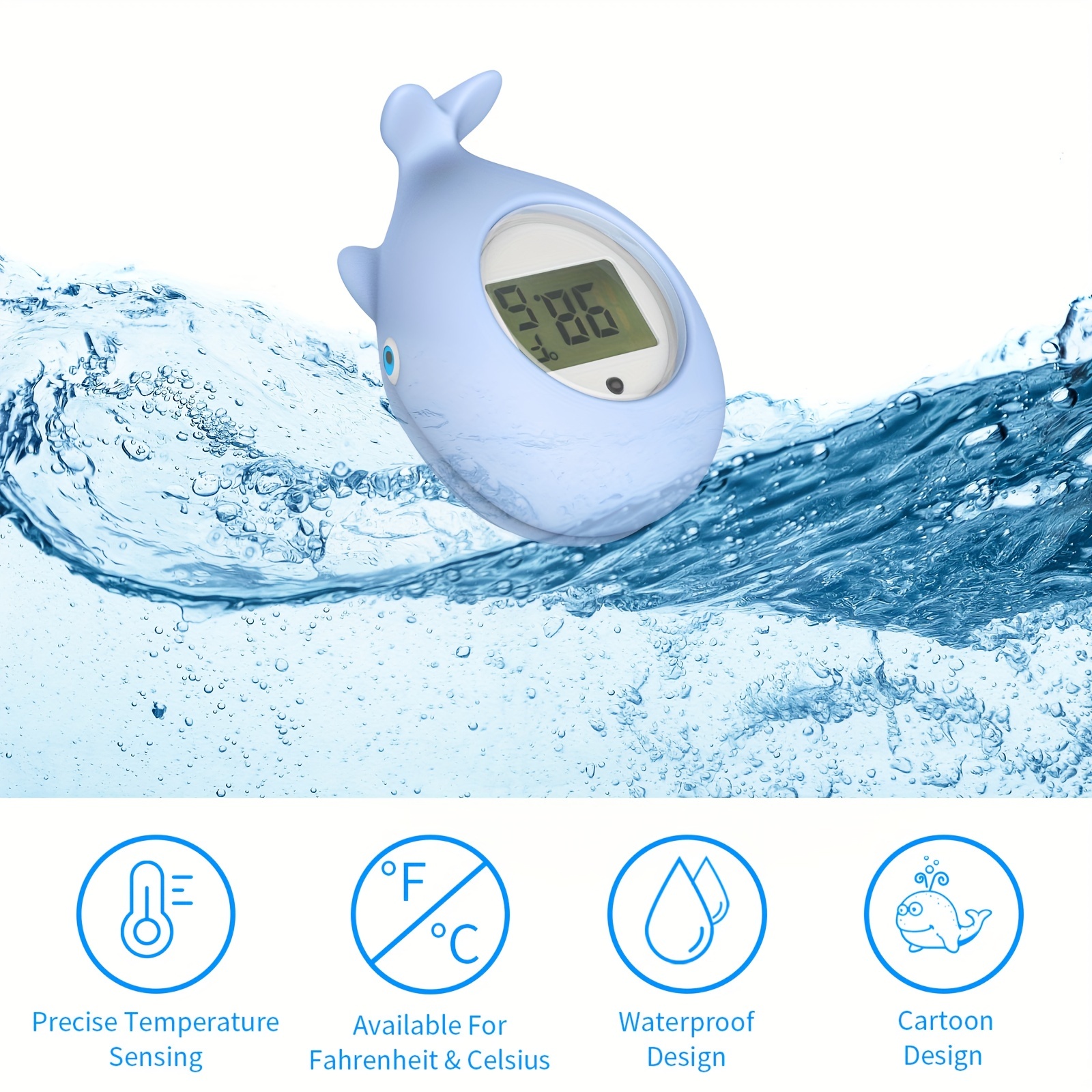 Baby Bath Thermometer with LED Display and Temperature Warning, Digital  Room Thermometer & Fahrenheit Water Temperature Thermometer, Infant Bath  Toys