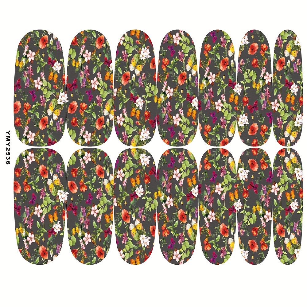 Flower & Butterfly Nail Polish Stickers - Full Wrap Nail Decals