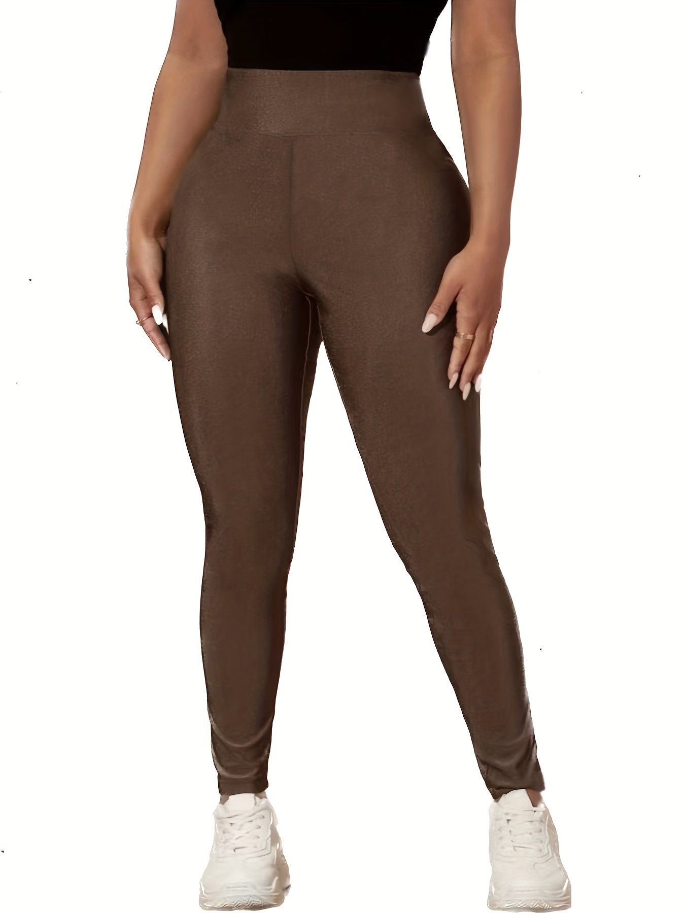 Brown Wide Waistband Tights & Leggings.