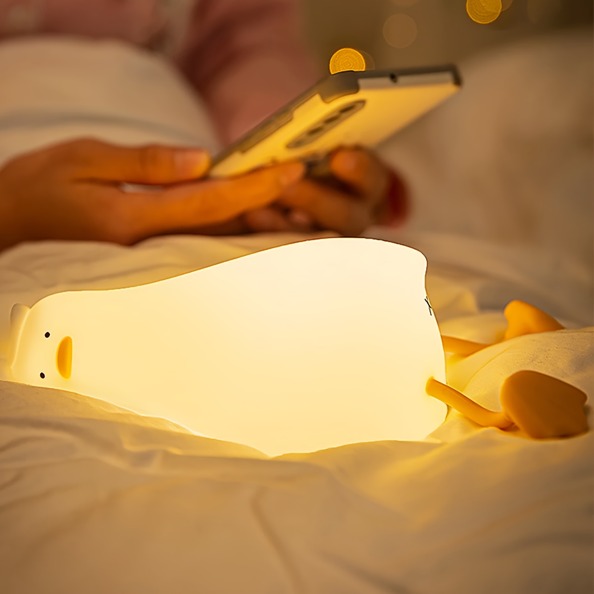 Cute Duck Night Light Led Animal Night Light Silicone - Temu