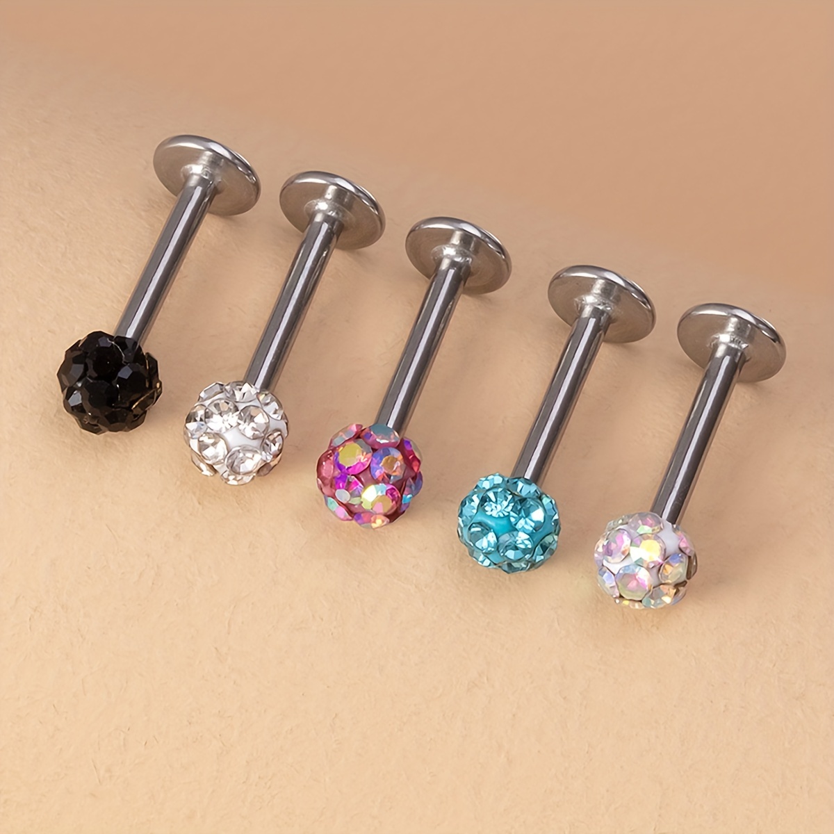 Bling Cz Crystal Ball Labret Lip Ring Stud Monroe Piercing - Temu