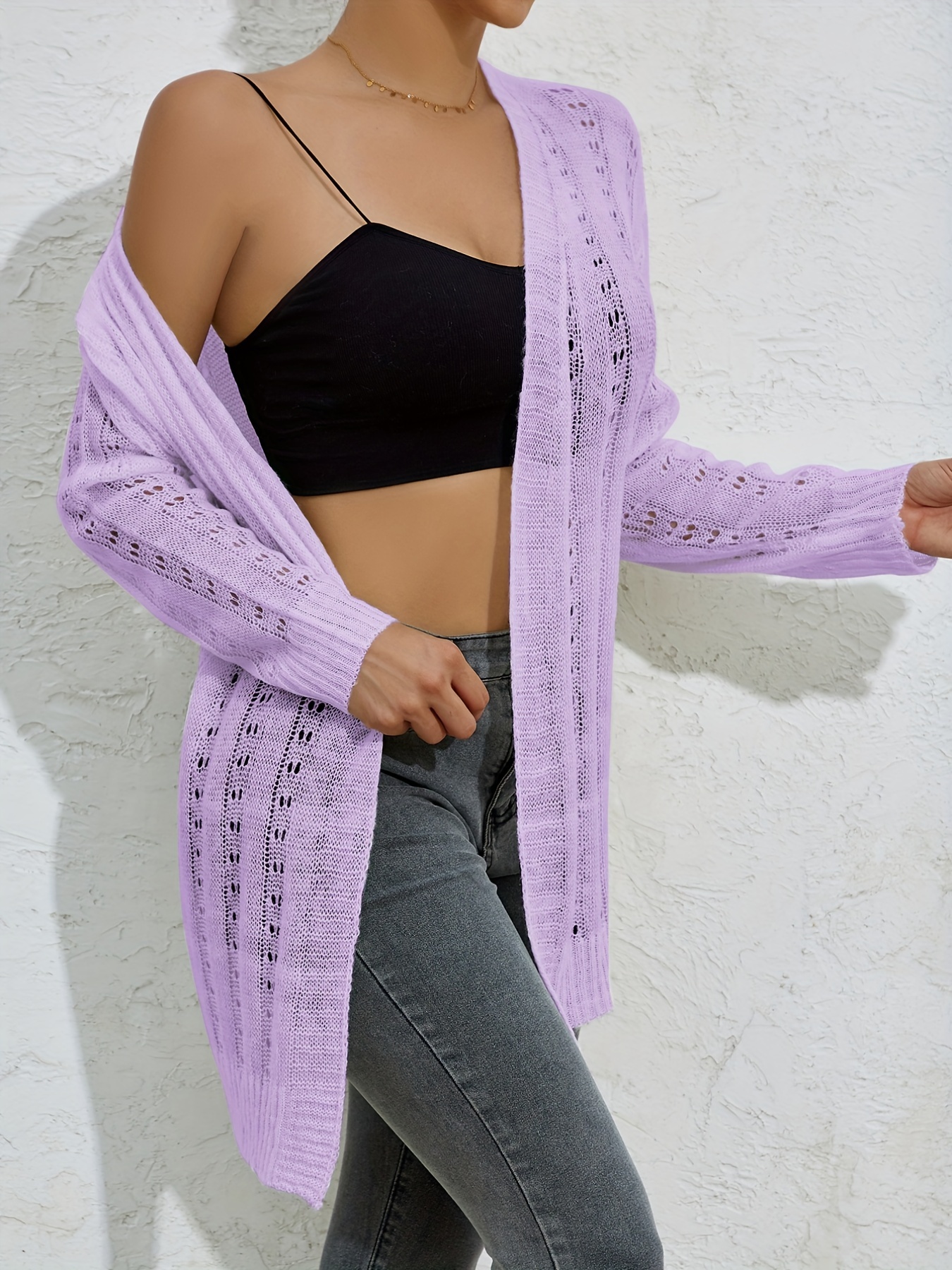 Knit Wrap-front Cardigan - Light pink - Ladies