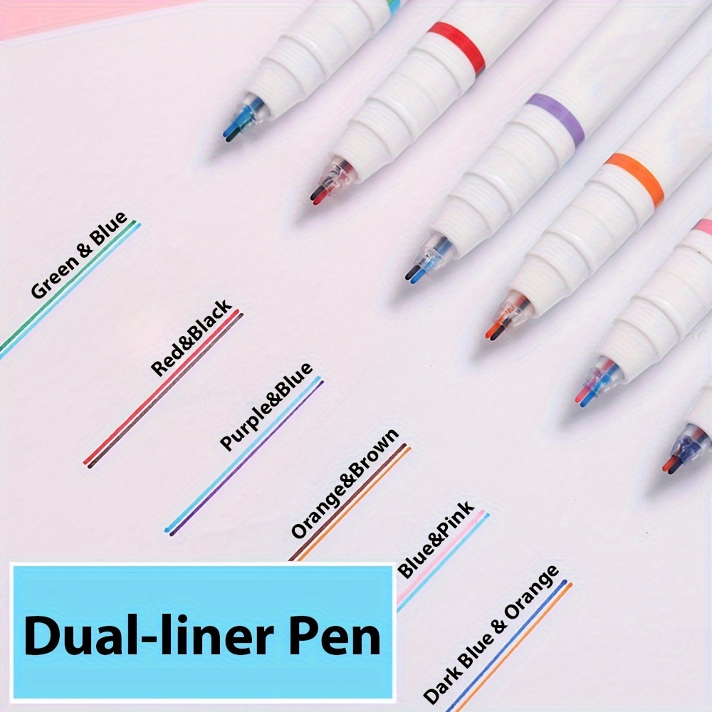 Two Line Drawing Pens 6 Pcs Double Lines Pen 3D Bible