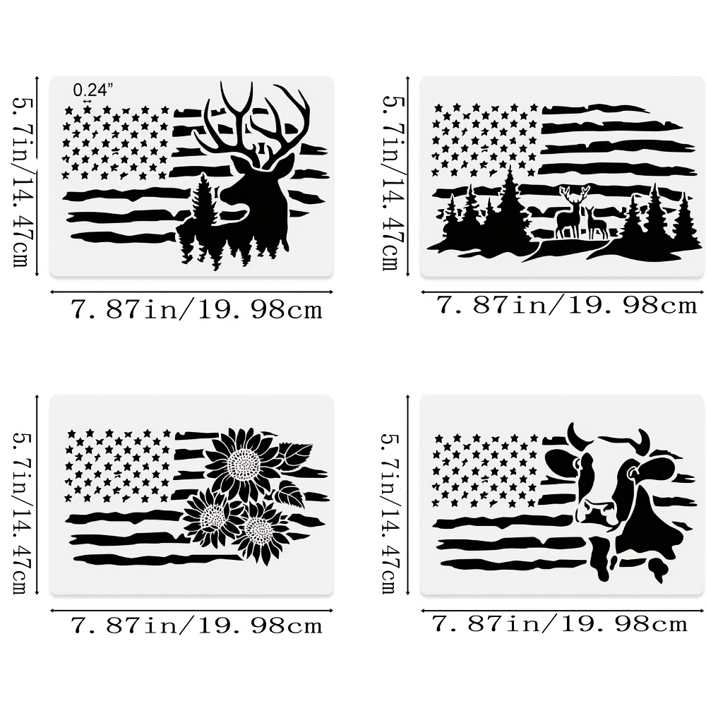 American Flag Star Stencil Templates - 6 Pack 50 Stars 1776 13 Stars Flag  Stencils for Painting on Wood and Walls, Reusable Plastic Stencils in 3