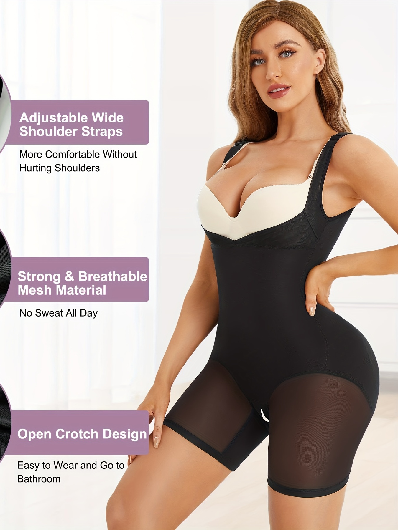 Women's Shaping Bodysuits Lace Wide Strap Control Full Body Shapewear  Jumpsuit Slimming Bodysuit for Women Tummy Control Bodysuit Butt Lifter  Shapewear Shorts : : Fashion