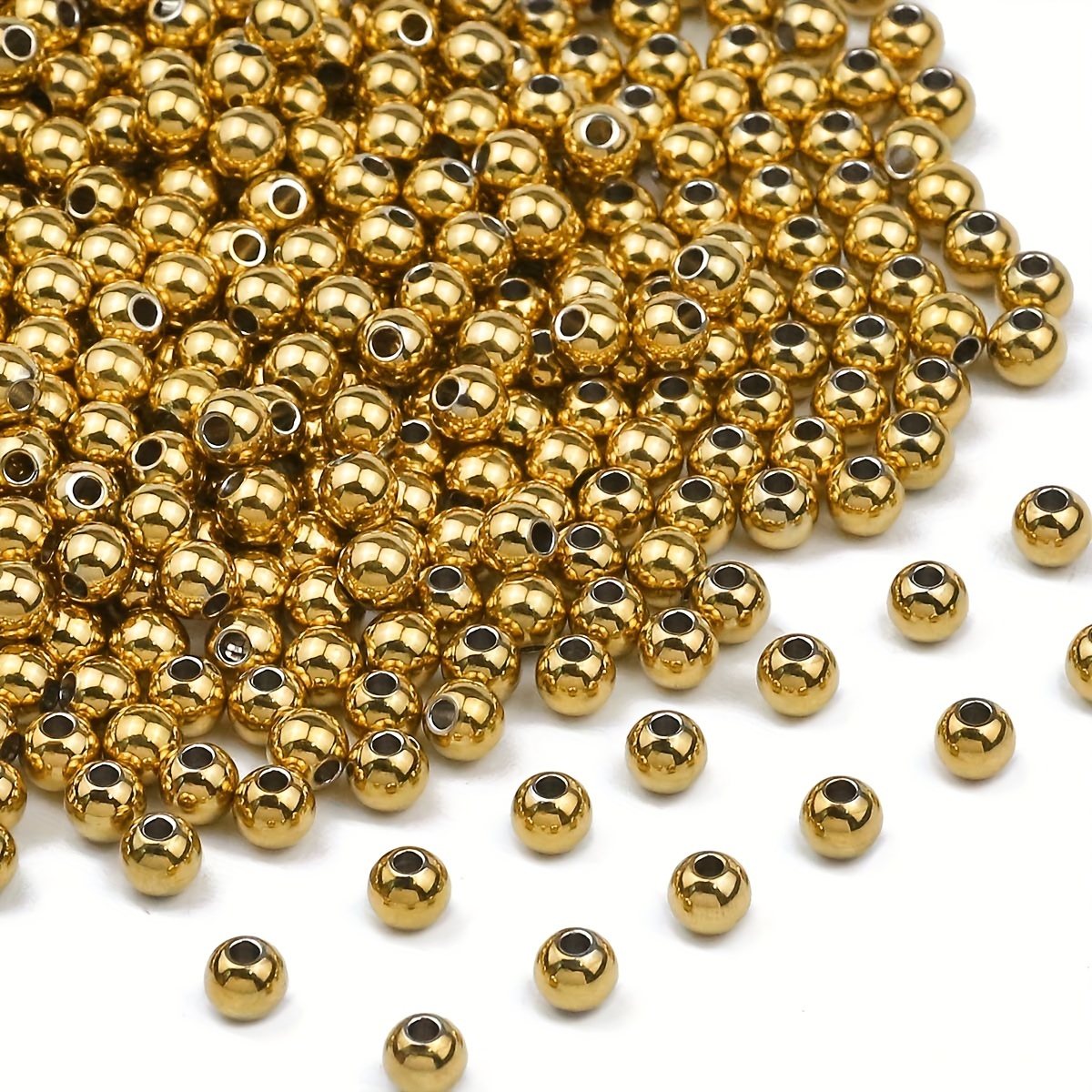 

50-20pcs 3-8mm Golden Stainless Steel Smooth Precision Loose Beads For Jewelry Making Diy Special Bracelet Necklace Earrings Handmade Craft Supplies
