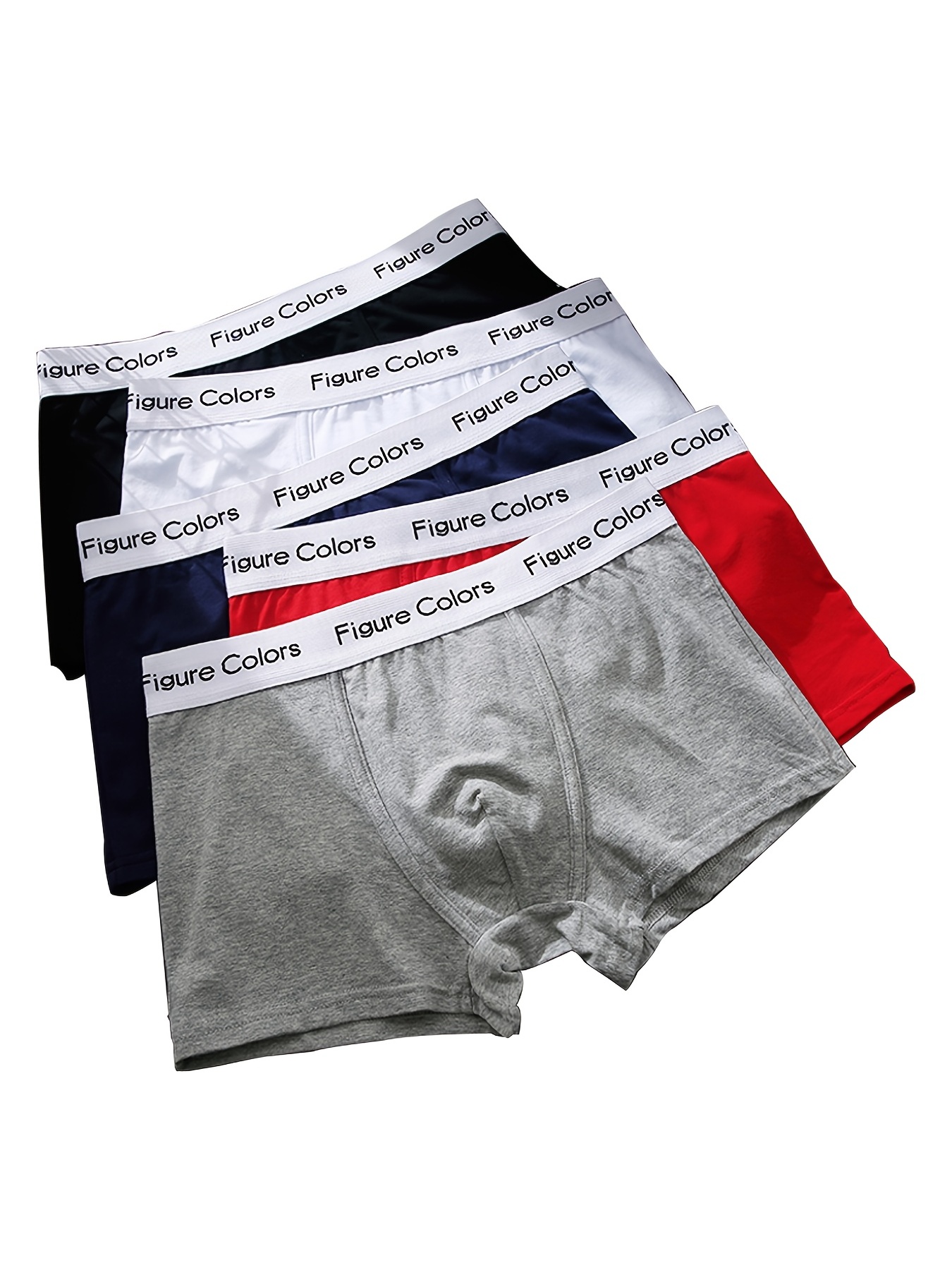 5pcs Men's Boxer Briefs Figure Colors Cotton Breathable Stretch Underwear