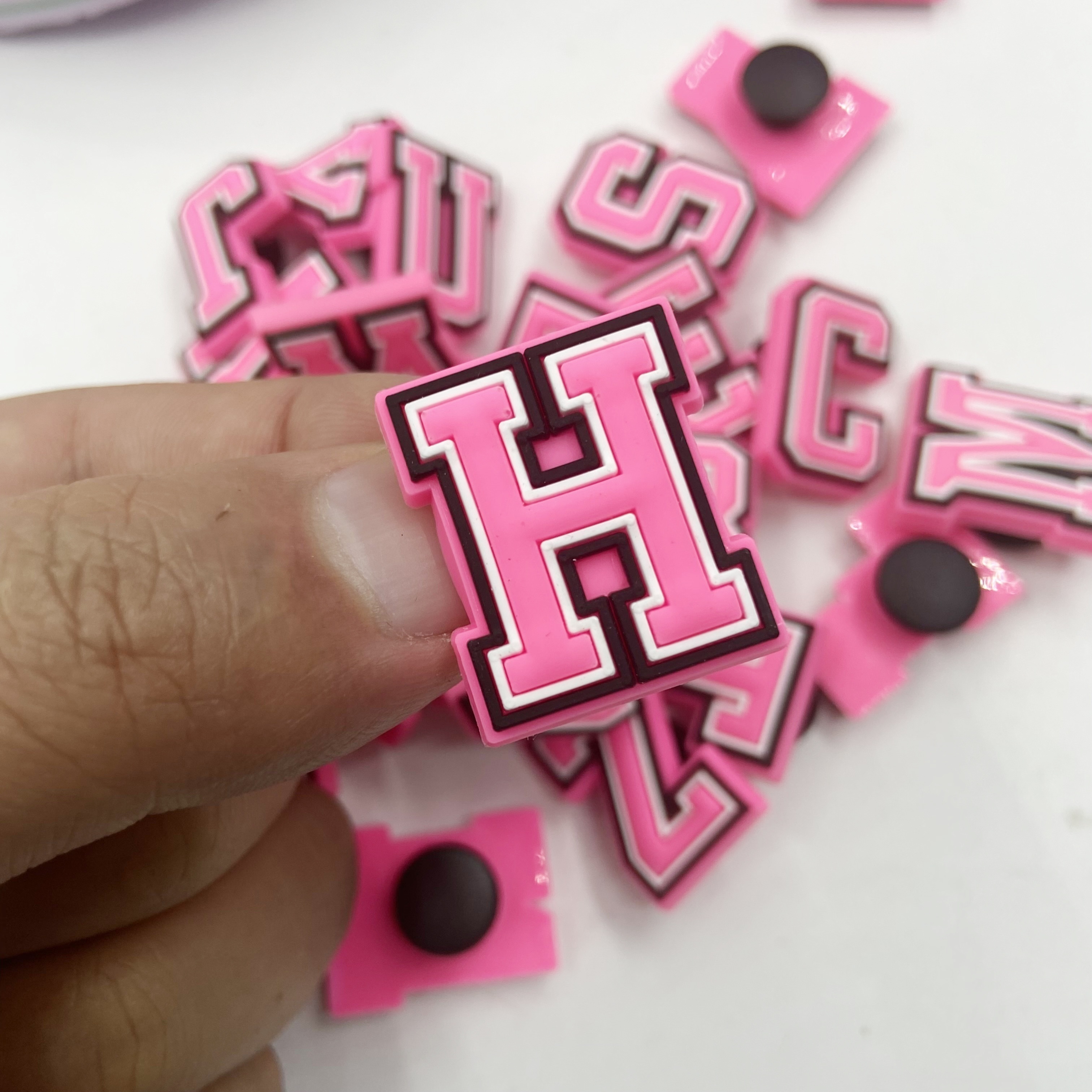 Pink Letter Croc Charms
