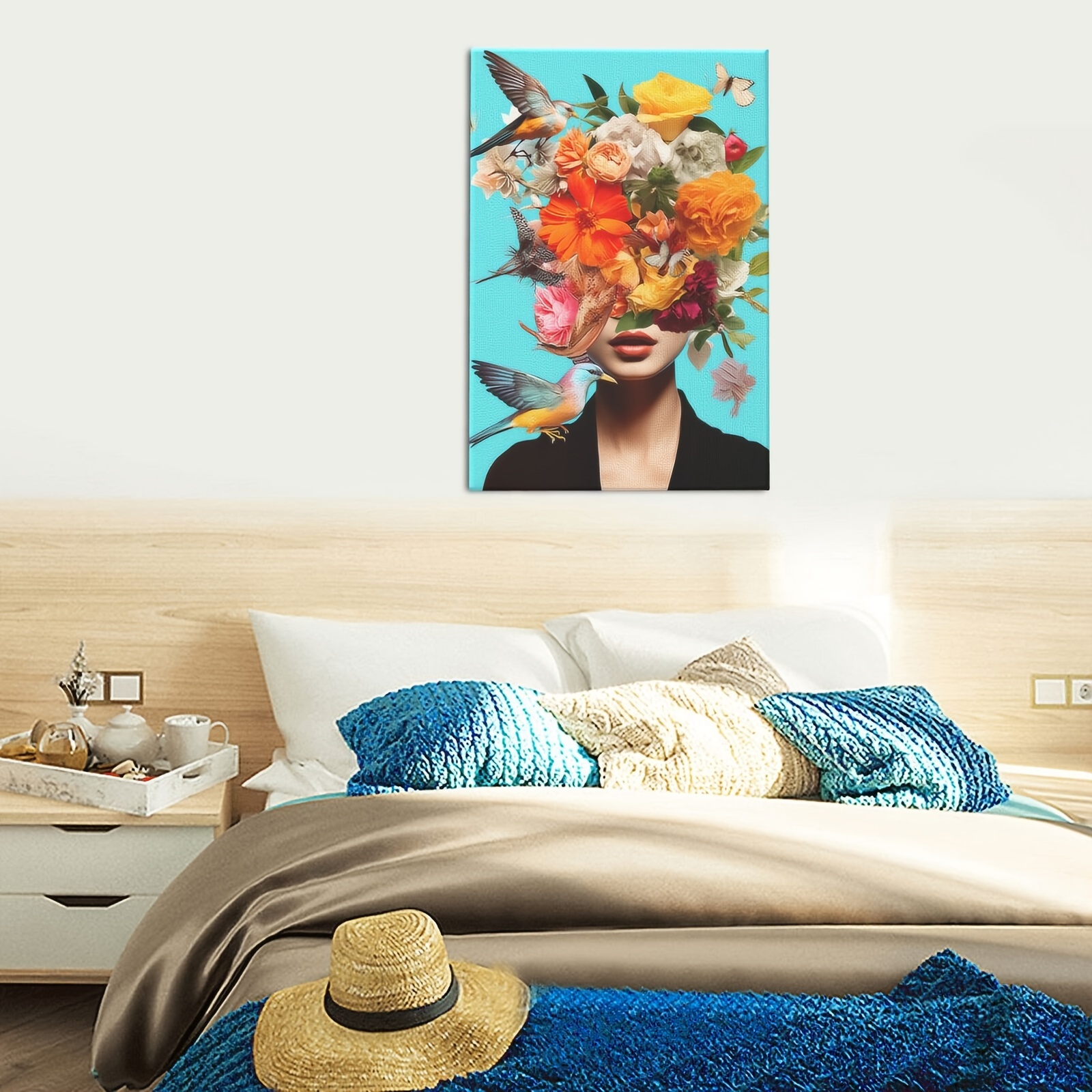 1pc Framed Modern Canvas Print Poster Flowers Butterflies Canvas Wall ...