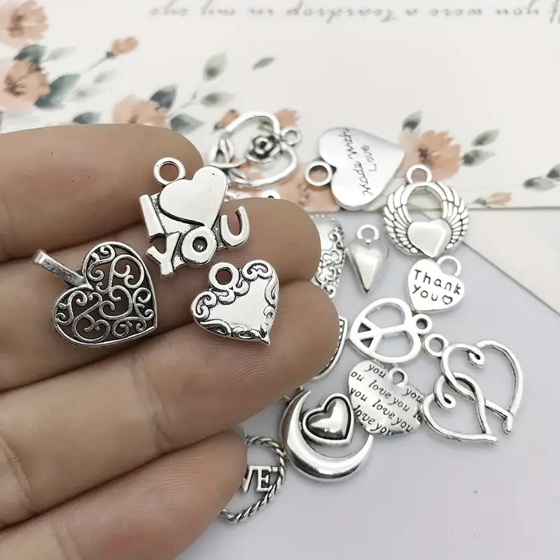 Heart Pendant Clasp for Necklace Making Supplies Paved Zircon Jewelry  Synthetic Gem Diy Charms Accessories bulk