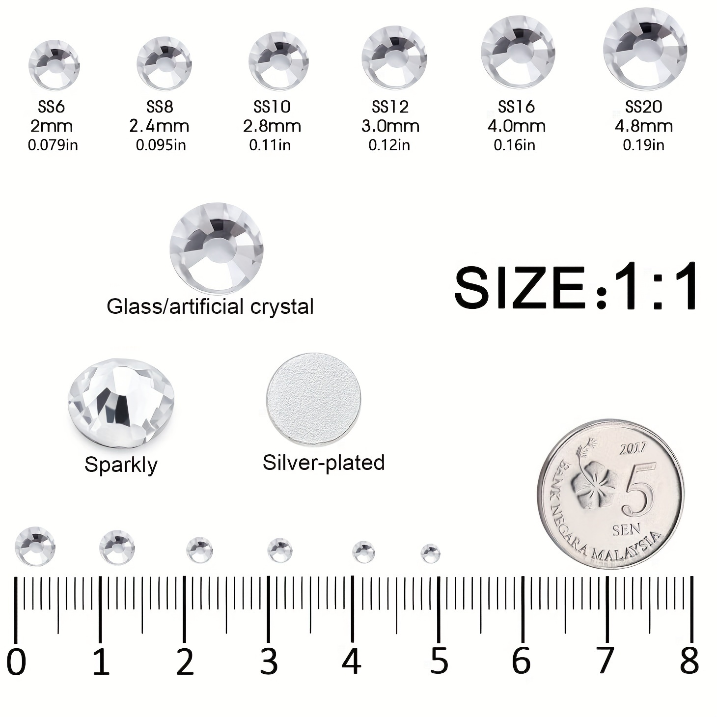 4320Pcs SS20 Flatback Rhinestones for Crafts Bulk Clear-Crystals