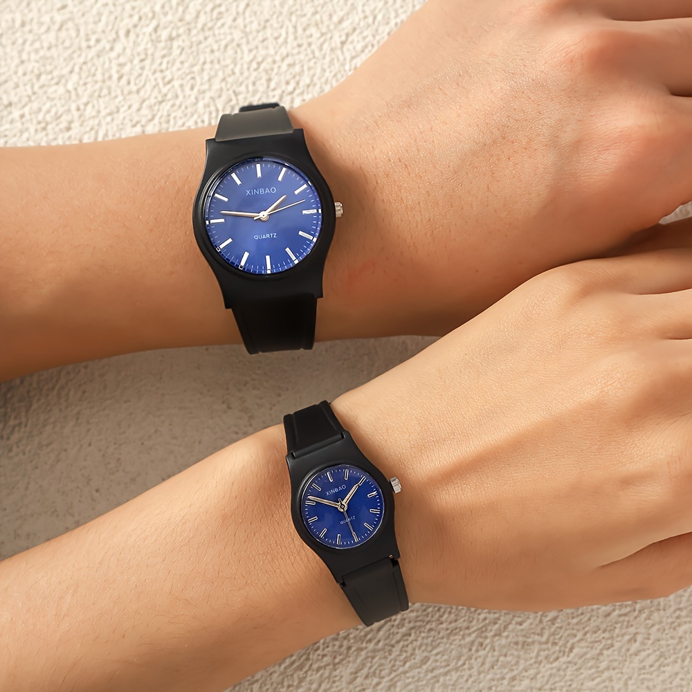 2pcs/set、青いダイヤルクォーツ時計セット、男性と女性に適した、カップルのギフト - ジュエリー・アクセサリー - Temu Japan