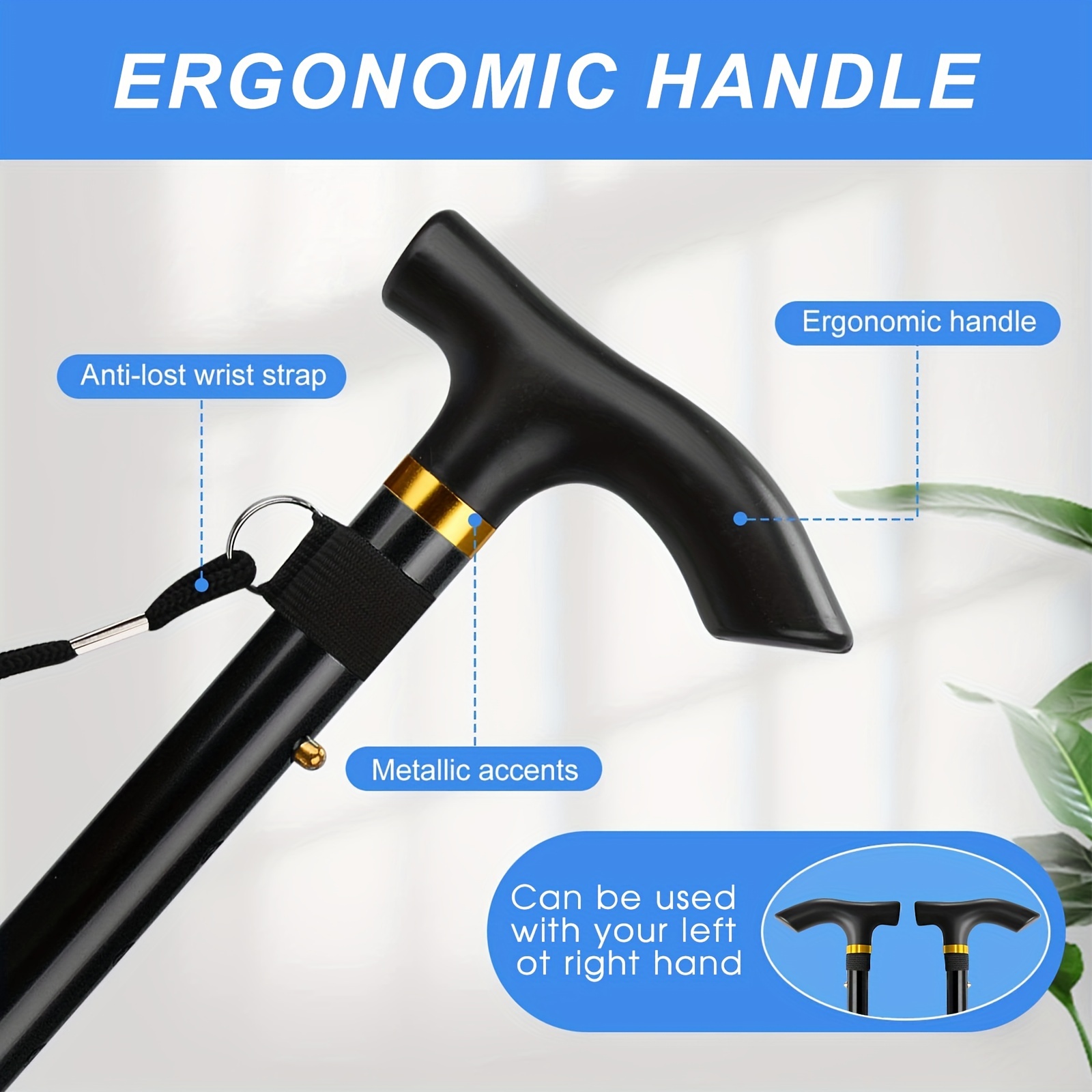 Walking Cane For Men & Women, Adjustable Walking Cane With Rubber Tip,  Ergonomic Aluminum Alloy Walking Stick Cane For Seniors Elderly Mobility Aid