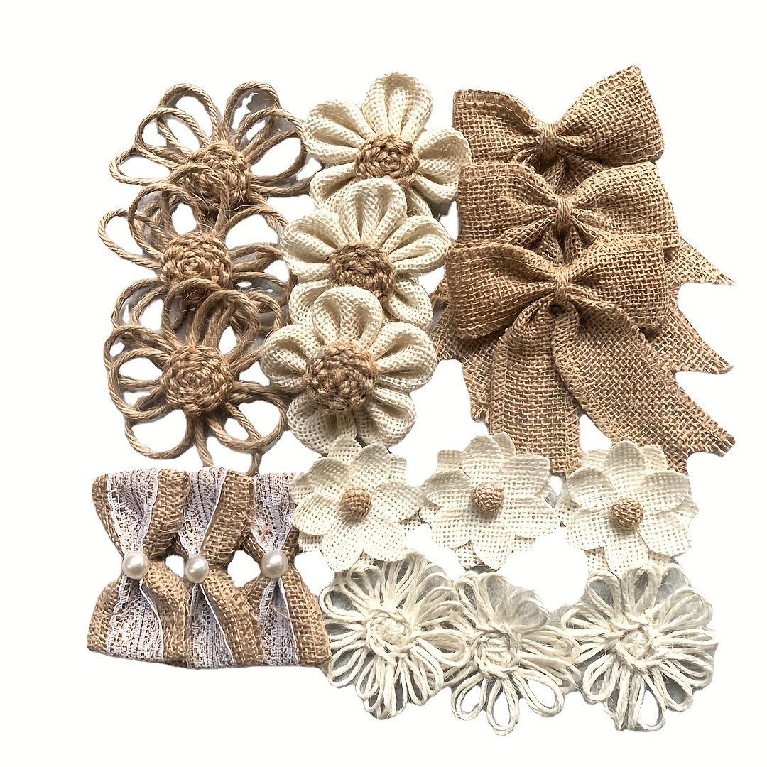 

6/18pcs Diy Jute Flower Handmade Flower European And American Wedding Craft Decorations Diy Christmas Decoration