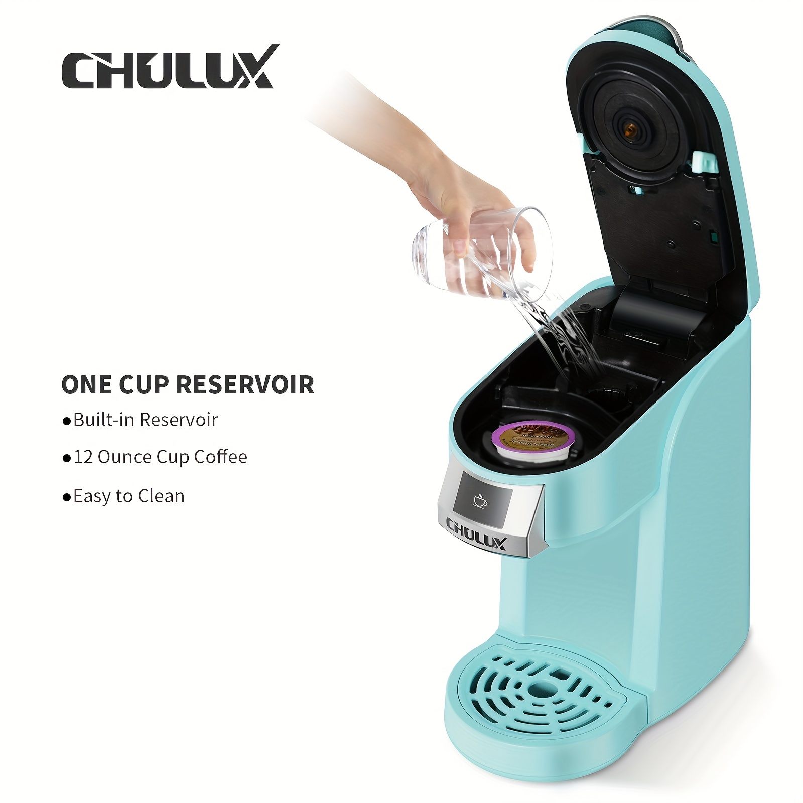 1pc capsule coffee maker chulux upgrade single serve coffee maker for k cup mini coffee maker single cup 5 12oz coffee brewer 3 in 1 coffee machine for k cups pod capsule ground coffee tea one touch fast brewing in minutes coffee accessories details 6